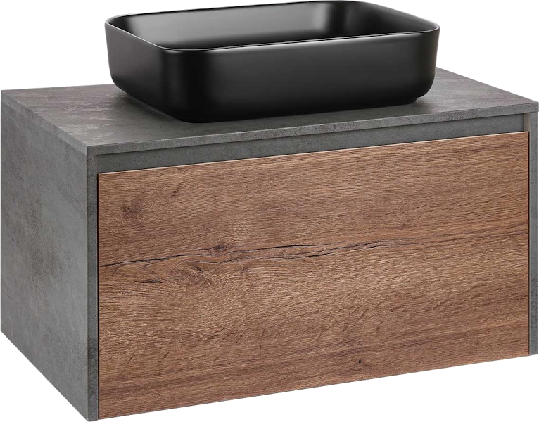 Тумба под раковину подвесная Vincea Mesa 80 см T.Oak/Beton VMC-2MS800TB (детальная фотография), 80 см
