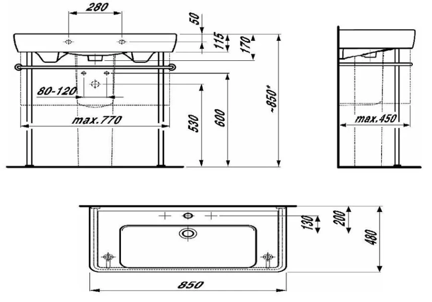 Раковина Laufen Pro A 8.1395.6 (детальная фотография), подвесные