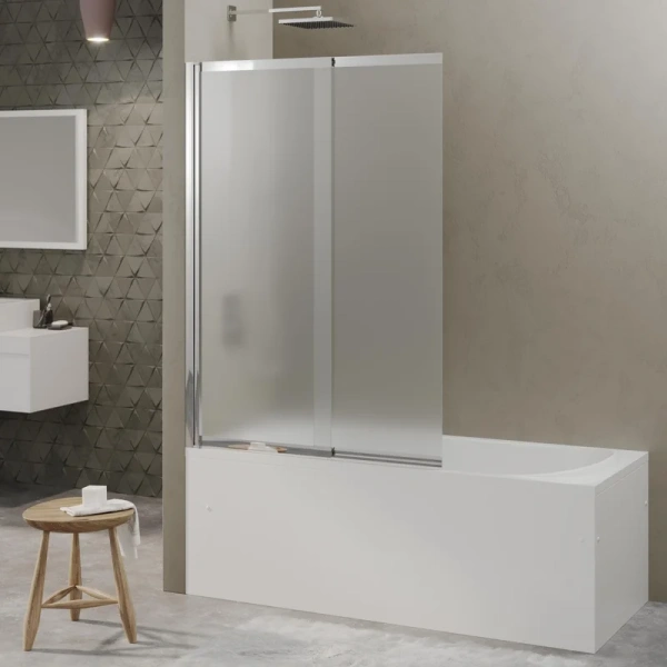 Шторка для ванны Berges River S Slider 98х145 см матовое стекло, профиль хром 065021 (детальная фотография), 100 см