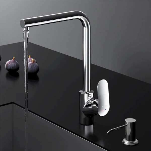 Смеситель для кухни Am.Pm Like F8005D L-образный излив (детальная фотография), хром, матовый хром