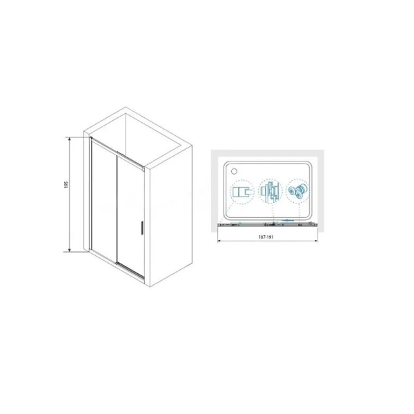 Душевая дверь в нишу RGW Leipzig Le-12 34121219 190 см раздвижная (детальная фотография), современные, hi-tech