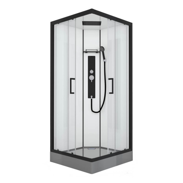 Душевая кабина Black&White Galaxy G8002 90x90 см профиль черный матовый 8002900 (детальная фотография)
