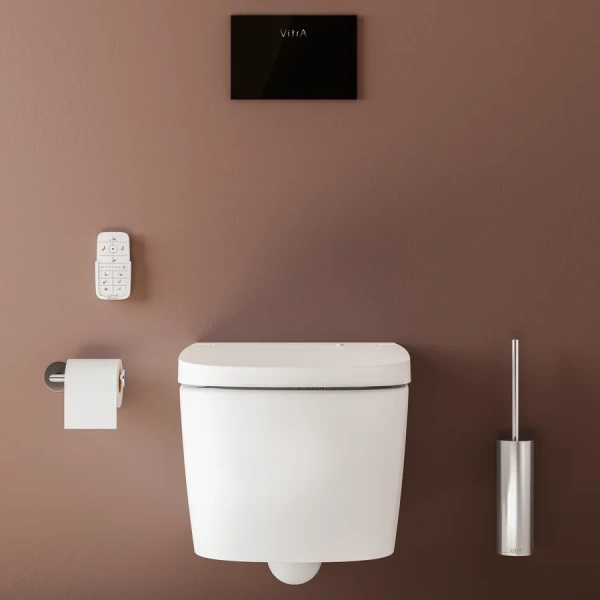 Интеллектуальный подвесной унитаз Vitra V-Care  5674B003-6194 (детальная фотография), круглой формы