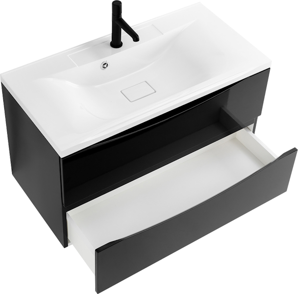Тумба под раковину подвесная BelBagno Marino 80 см nero lucido MARINO-800-2C-SO-NL-P (детальная фотография), моноблок