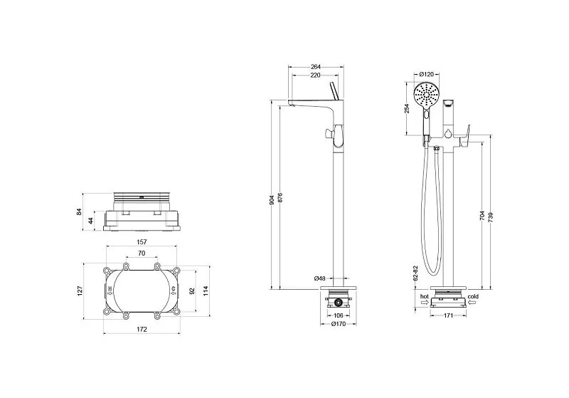 Смеситель для ванны Акватек Бетта оружейная сталь AQ1145BGM (детальная фотография), для ванны