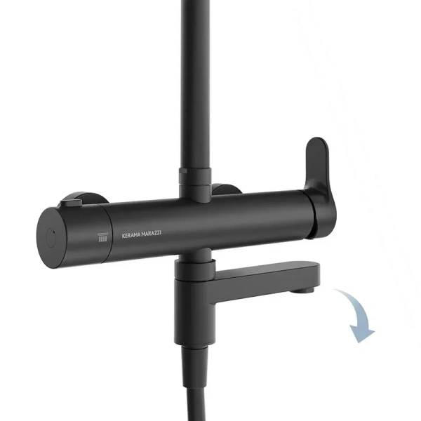 Душевая стойка Kerama Marazzi Fonte черная матовая FO.202.KM.BLK.M (детальная фотография), со смесителем