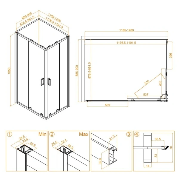Душевой уголок RGW Classic CL-44 120x90 см прямоугольный, профиль хром 32094492-11 (детальная фотография), прямоугольные