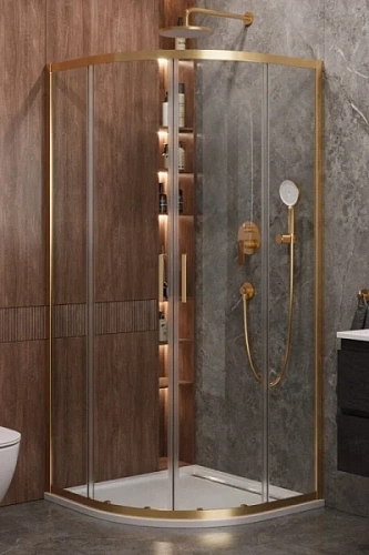 Душевой уголок Cezares Molveno 90х90 см стекло прозрачное профиль золото - фото 3