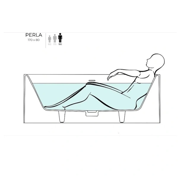 Ванна из искусственного камня Salini Perla 1049201M, 170 х 80 см, белый матовый (детальная фотография), отдельностоящие