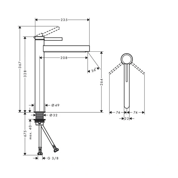 Смеситель для раковины Hansgrohe Finoris матовый белый 76070700 (детальная фотография), для раковины