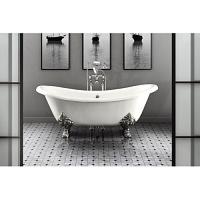 Ванна чугунная без отверстий под смеситель, ножки  Flora, цвет натуральный алюминий, Devon&Devon Cherie