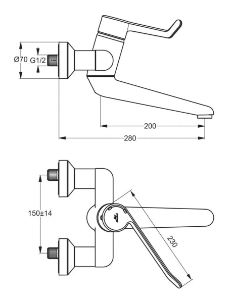 Смеситель для раковины Ideal Standard Ceraplus настенный B8225AA (детальная фотография), для раковины