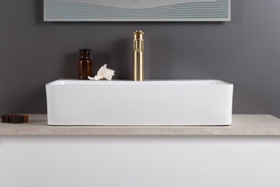 Раковина BelBagno 60 см накладная BB1338 (детальная фотография), в форме чаши, прямоугольной формы