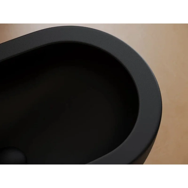 Биде подвесное Ceramica Nova Uno чёрный матовый CN11002MB (детальная фотография), круглой формы
