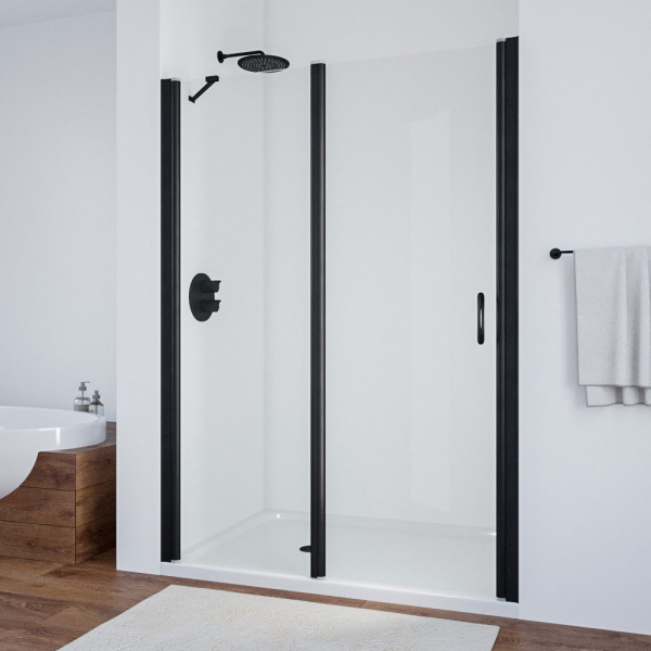 Душевая дверь профиль черный глянцевый стекло сатин Vegas-glass EP-F-1 125 02Г 10 L (детальная фотография)