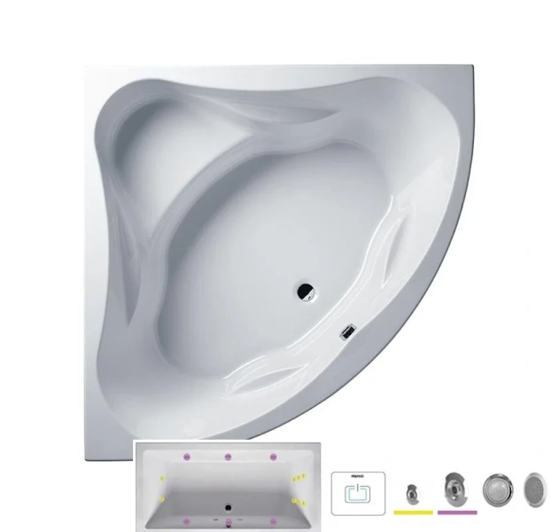 Ванна гидромассажная Riho Neo 140 x 140 см, FLOW BC3400500000000_FLOW (детальная фотография), акриловые