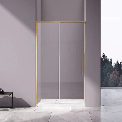 Душевая дверь в нишу Vincea Slim-N 130 см профиль золото стекло прозрачное - фото 5