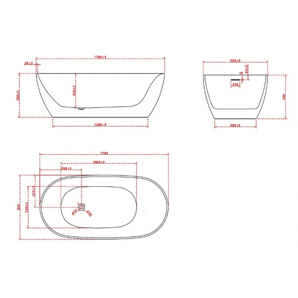 Акриловая ванна Vincea VBT-601-1700, 170 x 85 см, цвет белый (детальная фотография), акриловые