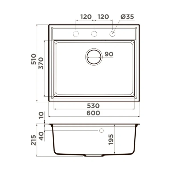 Мойка для кухни Omoikiri Daisen-60-SA 60 см бежевая 4993623 (детальная фотография), врезные
