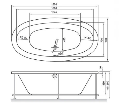 Акриловая ванна Relisan Neona 180 х 90 см, цвет белый, Гл000000548 (детальная фотография), акриловые
