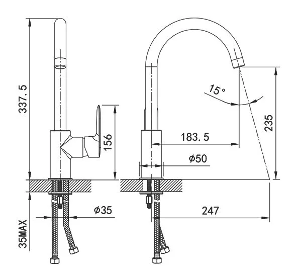Смеситель для кухни IDDIS Cuba белый CU6WTJ0i05 (детальная фотография), для кухни