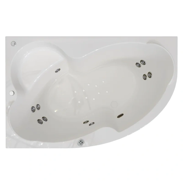 Гидромассажная ванна Радомир Ирма 2-81-2-1-0-217/2-81-2-2-0-217, 169 x 110 см, L/R, рама-подставка, фронтальная панель, полотенцедержатель, слив-перелив, гидромассаж Терапия хром КУ 200, белая (детальная фотография), угловые, приставные, встраиваемые