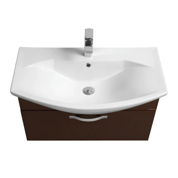 Тумба под раковину подвесная Акватон Ария 80 коричневая 1A141701AA430 (детальная фотография), моноблок