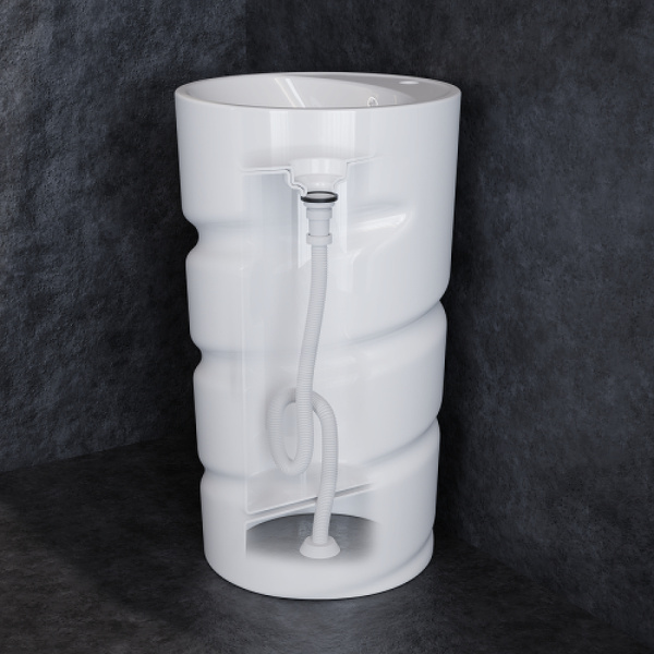 Раковина напольная Creavit Spiral 48 см белая CL084-00CB00E-0000 (детальная фотография), белые