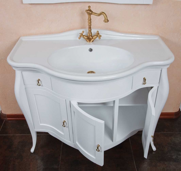 Мебель для ванной La Beaute Marian 102 (детальная фотография), белая, светло-коричневая, темно-коричневая