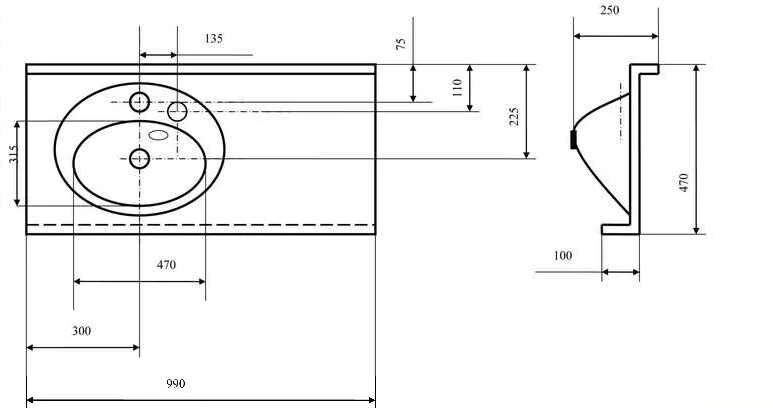 Раковина Акватон Отель 1A70073NOT01 100 см с диспенсором (детальная фотография), современные, hi-tech