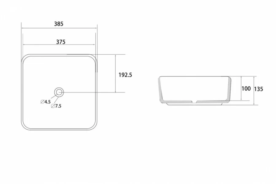 Раковина Abber Rechteck 38,5 см светло-бежевая матовая AC2211MBE (детальная фотография), современные, hi-tech