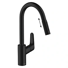 Смеситель для кухни Hansgrohe Focus вытяжной излив, черный матовый