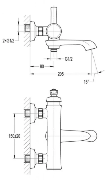 Смеситель для ванны Cezares Liberty хром LIBERTY-F-VD-01 (детальная фотография), для ванны