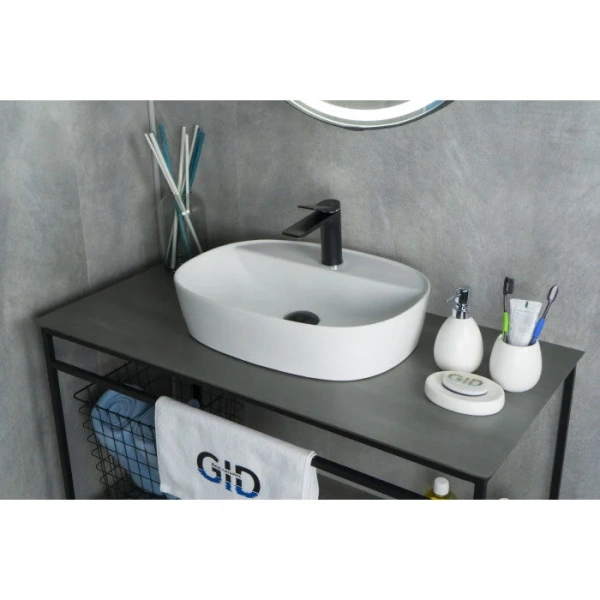 Раковина GID Lago N9045 50 см белая 51166 (детальная фотография), в форме чаши, прямоугольной формы