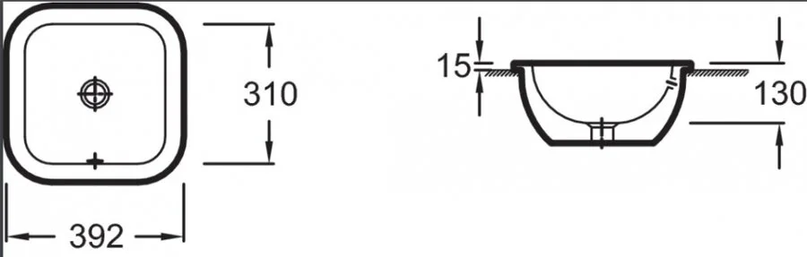 Раковина Jacob Delafon Vox 39 см встраиваемая EYF102-00 (детальная фотография), современные, hi-tech