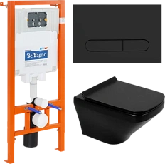 Унитаз с инсталляцией Belbagno Sela кнопка черная