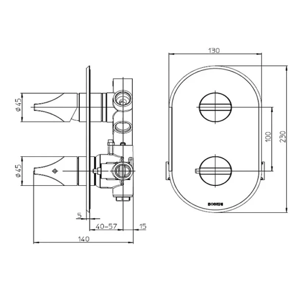 Смеситель для душа Bossini Apice черный матовый Z00500.073 (детальная фотография), для душа
