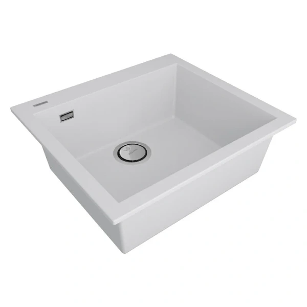 Мойка для кухни Paulmark Decoration 56 см белая матовая PM935650-WH (детальная фотография), из искусственного гранита