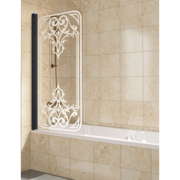 Душевая шторка на ванную рисунок матовый стекло прозрачное Vegas-glass EV 76 ARTDECO D2 L (детальная фотография), по запросу