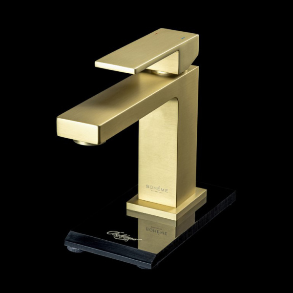 Смеситель для раковины Boheme Qubic золото матовое 471-MG (детальная фотография), для раковины