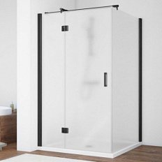 Душевой уголок профиль черный глянцевый стекло сатин Vegas-glass