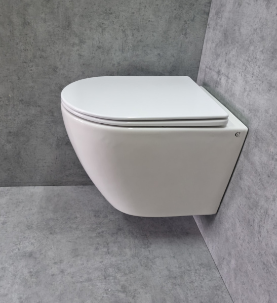 Унитаз подвесной Ceramalux N белый TR2196 (детальная фотография), современные, hi-tech, круглые