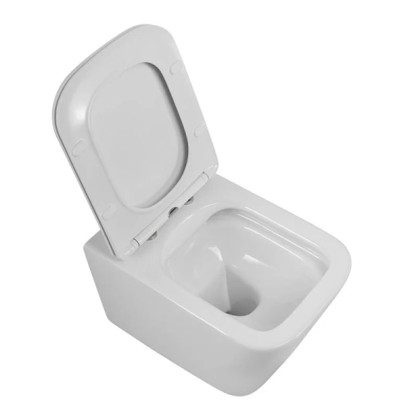 Унитаз подвесной BelBagno Due с сиденьем BB7107CHR/SC (детальная фотография), с горизонтальным, прямым выпуском, с прямым выпуском