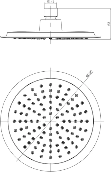 Верхний душ Lemark хром LM8033C (детальная фотография), хром