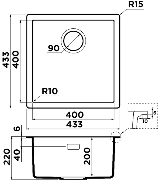 Мойка для кухни Omoikiri Yamakawa 45T-Integra-CH 45 см шампань 4997258 (детальная фотография), врезные