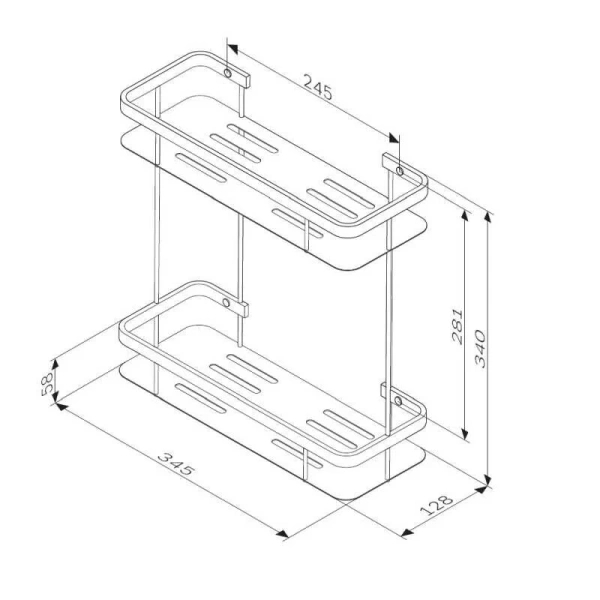 Полочка для ванной AM.PM Sense L прямая двухъярусная A7453200 (детальная фотография), современные, hi-tech