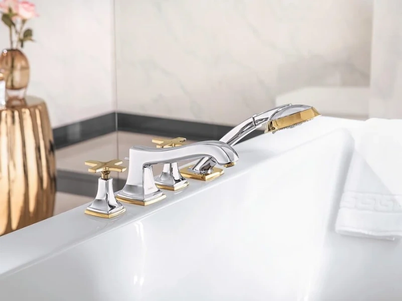 Смеситель для ванны хром-золото Hansgrohe Metropol Classic 31449090 (детальная фотография), для ванны