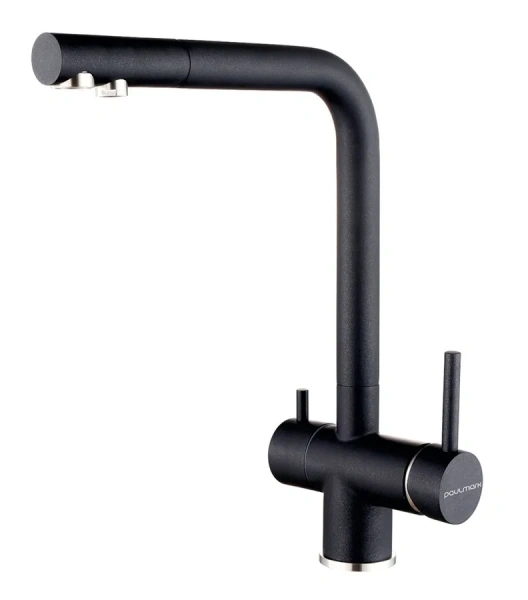 Смеситель для кухни Paulmark Skalen черный металлик Sk213020-418 (детальная фотография)