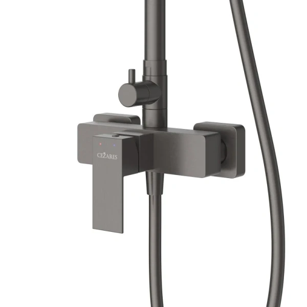 Душевая стойка Cezares Slider оружейная сталь SLIDER-CD-GM (детальная фотография), с тропическим душем