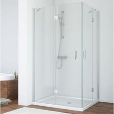 Душевой уголок профиль матовый хром стекло шиншилла Vegas-glass